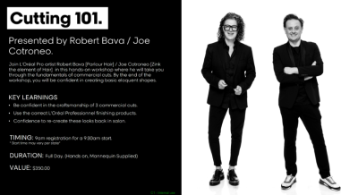 L'OREAL PROFESSIONNEL | CUTTING 101 with Robert Bava/ Joe Cotroneo, SYDNEY @ Sydney Academy (Australia)